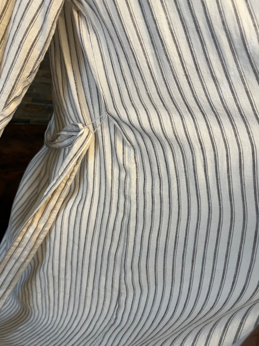 GAP Linen Blend Belted Shirtdress Tall-Medium Grey/White stripe - Picture 11 of 16